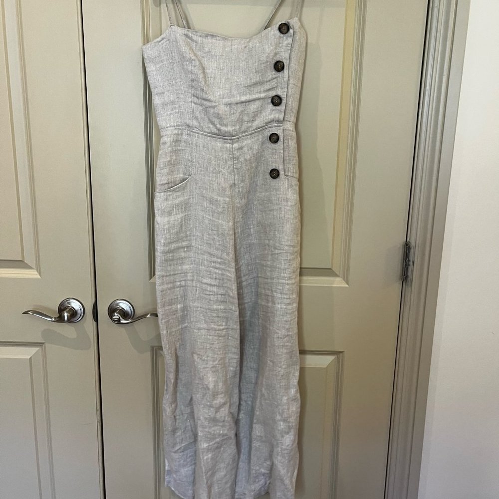 Reformation Beige 100% Linen Jumpsuit -- Size 6
